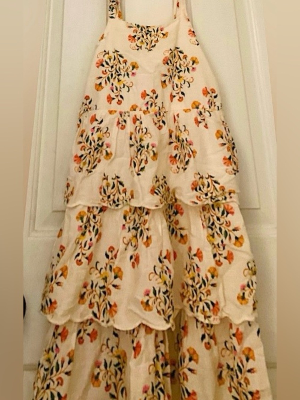 NWOT Girls beautiful white, orange & pink floral triple layered dress, bundle!